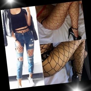 Gorgeous sparkling red mesh fishnet tights